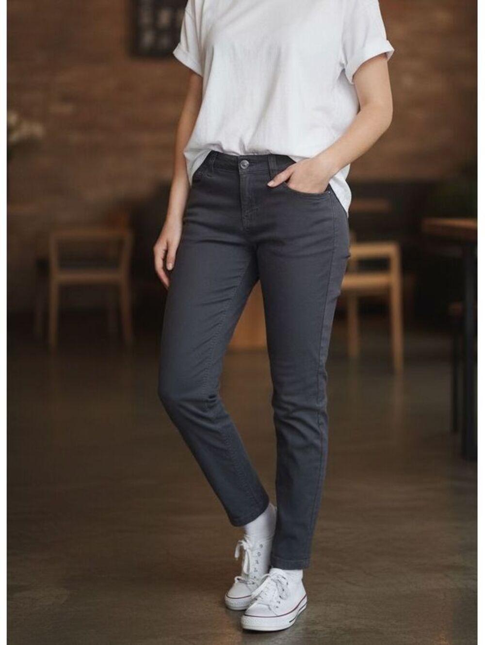 Woods Charcoal Grey Straight Leg Pants Size 6 Classic Trousers